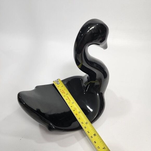 2 Vintage MCM Ceramic Swan Towel Holder Black Swan Retro Decor - Picture 5 of 8